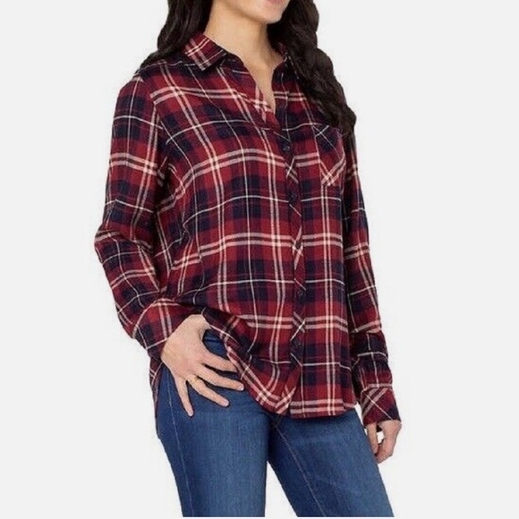 ‘Well Worn’ Red and Black Long Sleeve Button Down Shirt - Picture 1 of 4